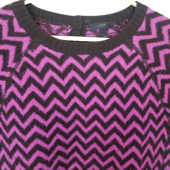 J.Crew Womens L Purple Zigzag Print Crew Neck Shor - Picture 3 of 10